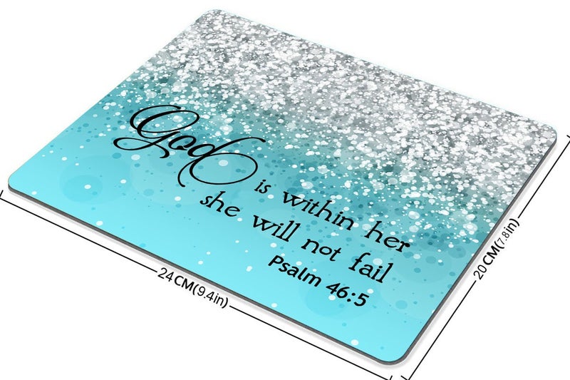 Smooffly Psalm 46:5 God is Within Her,She Will not Fall- Bible Verse Blue Sparkles Glitter Pattern Mouse pad Mousepads - Image 2